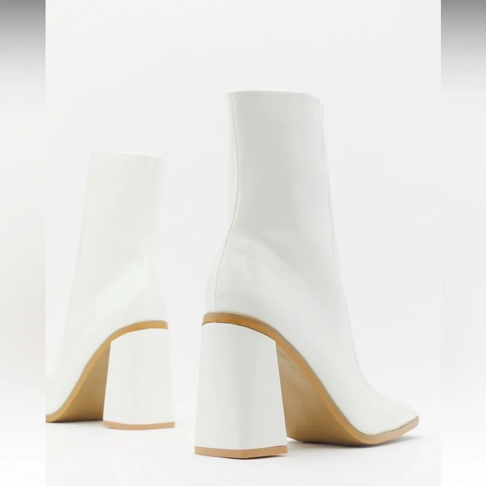 Nasty Gal Square Toe Patent Leather Ankle Boots